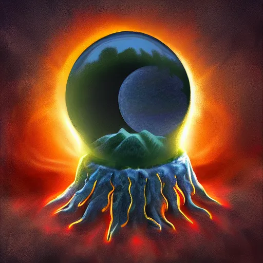 Prompt: eclipse transforming living things into monsters. digital paint.