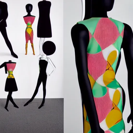 Image similar to woman wearing a cup ramen dress designed by issey miyake