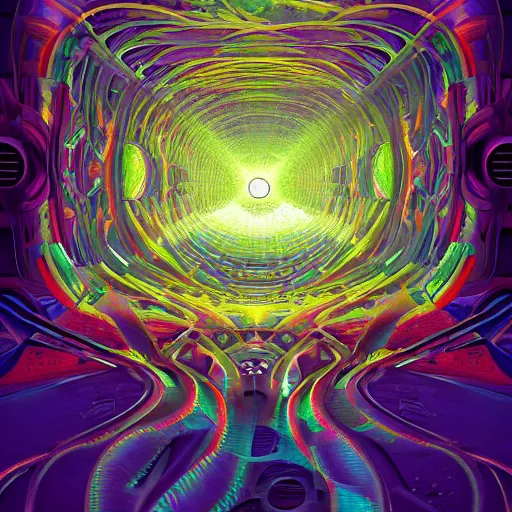 Image similar to the incredible trippy interwoven sorry apophasis matrix universe nature beautiful sunshine beautiful forest of cybernetic networking realistic apophasis nuclear time stoppages reality shift warp by greg rutowski and james gurney artstation