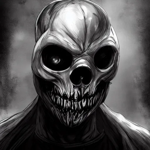 Image similar to photorealistic dark fantasy concept art of nightmare sans with his eye glowing, dynamic lighting, stunning visuals, ray tracing, beautiful scenery, cinematic, full body portrait, ultra detailed, hyper detail, stunning detail