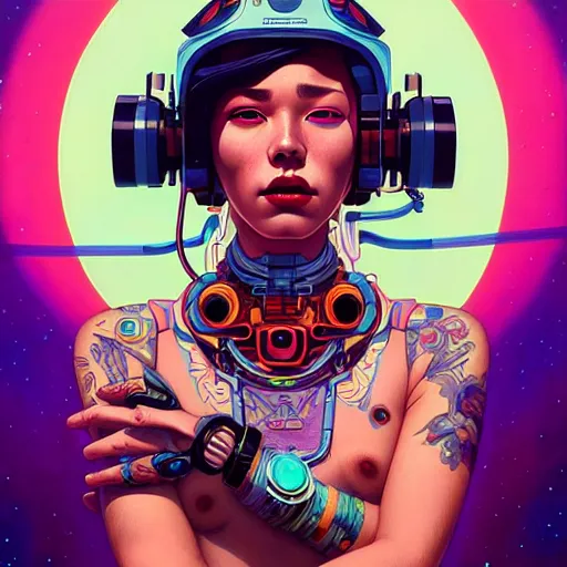 Image similar to high quality high detail portrait of a diesel punk jinx in an alien world, tristan eaton, victo ngai, artgerm, rhads, ross draws, hyperrealism, intricate detailed, alphonse mucha, 8 k, sci - fi, pastel colors, artstation,