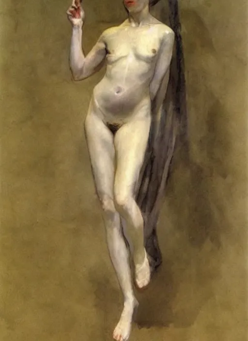 Prompt: full body painting of an ancient greek, by anders zorn - n 9
