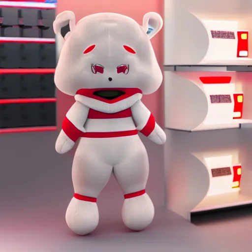 Prompt: cute fumo plush of the mascot of an electronics store, vray render