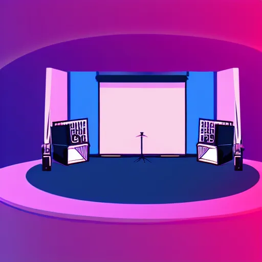 Prompt: a 2 d concert stage, design, vector art, digital art, portrait, 4 k, 8 k, sharp focus, smooth, illustration, room, concept art