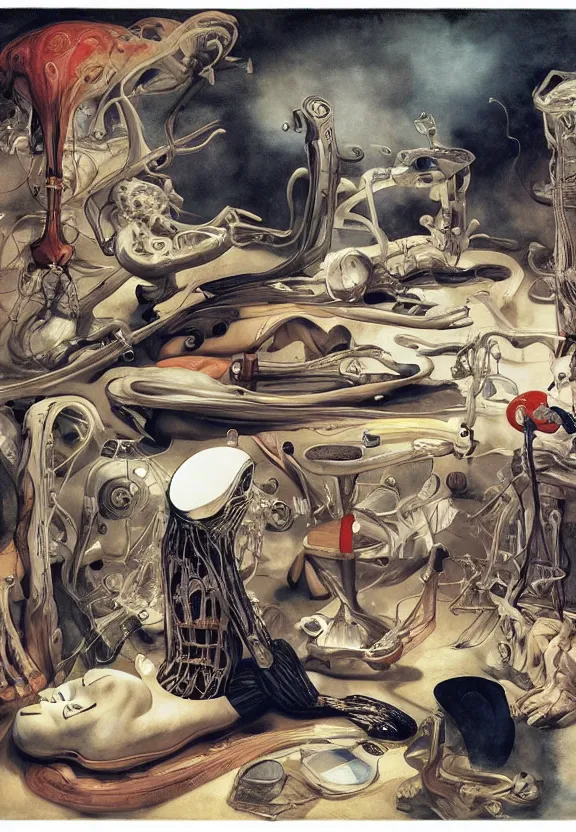 Prompt: featureless colorful medical equipment, rippling, minimalist environment, by esao andrews and maria sibylla merian eugene delacroix, hr giger, thomas moran, pop art, art by charles burns