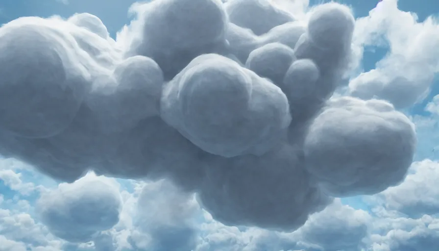 Image similar to Volumetric Puffy Cloud, Photorealistic Rendering, Octane, Redshift, Volumetric Light, Subsurface Scattering, 4k, Hyperrealistic, Hyperdetailed, Smooth Gradients, Particle Simulation