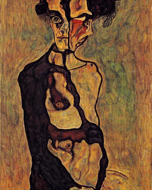 Image similar to portrait of the devil by egon schiele