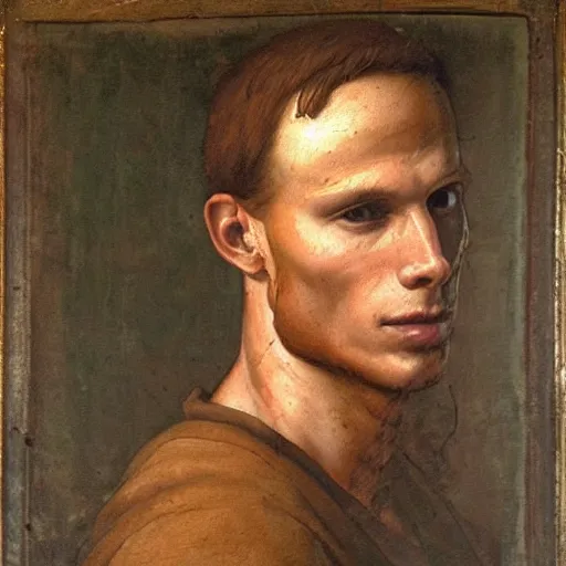 Image similar to A 14th century italian renaissance oil painting of Jerma985, portrait of Jerma985, grainy, realistic, very realistic, hyperrealistic, highly detailed, very detailed, extremely detailed, very neat, very epic, very cool, detailed, trending on artstation