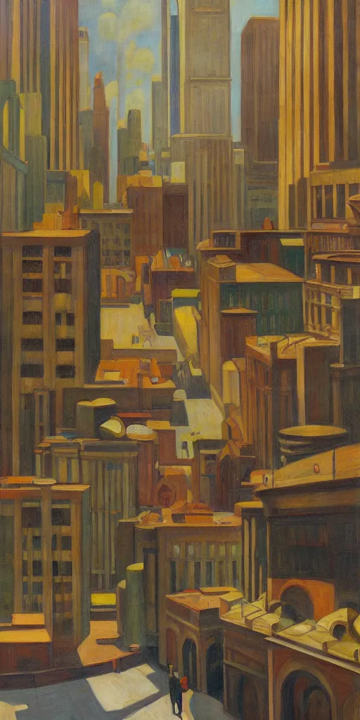 Image similar to grandiose atrium on coruscant, grant wood, pj crook, edward hopper, oil on canvas