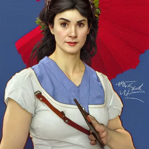 Prompt: Viola the Soviet Nurse from Everlasting summer, Demi Moore, highly detailed, digital painting, artstation, concept art, smooth, sharp focus, illustration, ArtStation, art by artgerm and greg rutkowski and alphonse mucha and J. C. Leyendecker and Edmund Blair Leighton and Katsuhiro Otomo and Geof Darrow and Phil hale and Ashley wood and Ilya repin and Charlie Bowater