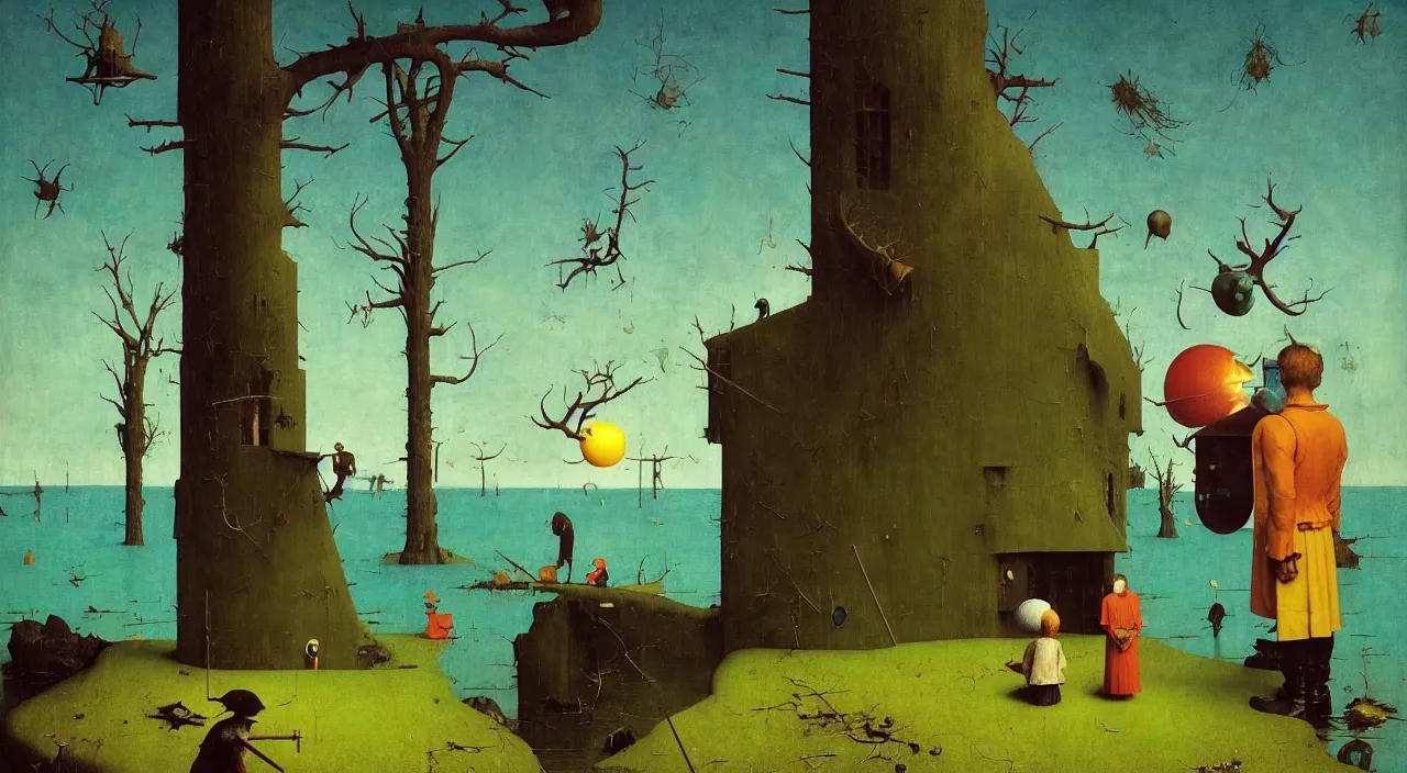 Image similar to single flooded simple!! head!!!, very coherent and colorful high contrast masterpiece by norman rockwell franz sedlacek hieronymus bosch dean ellis simon stalenhag rene magritte gediminas pranckevicius, dark shadows, sunny day, hard lighting