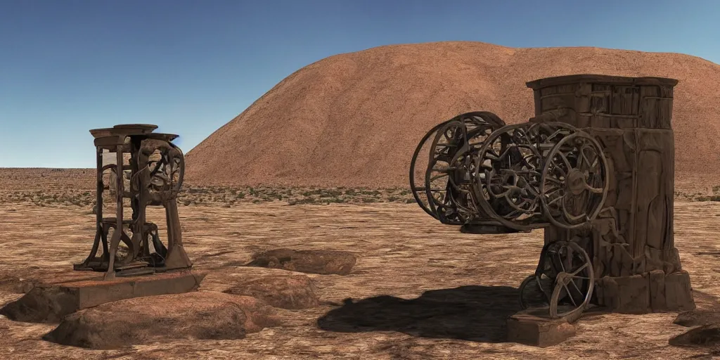 Image similar to and ancient time machine created 2 million years ago found in desert of utah