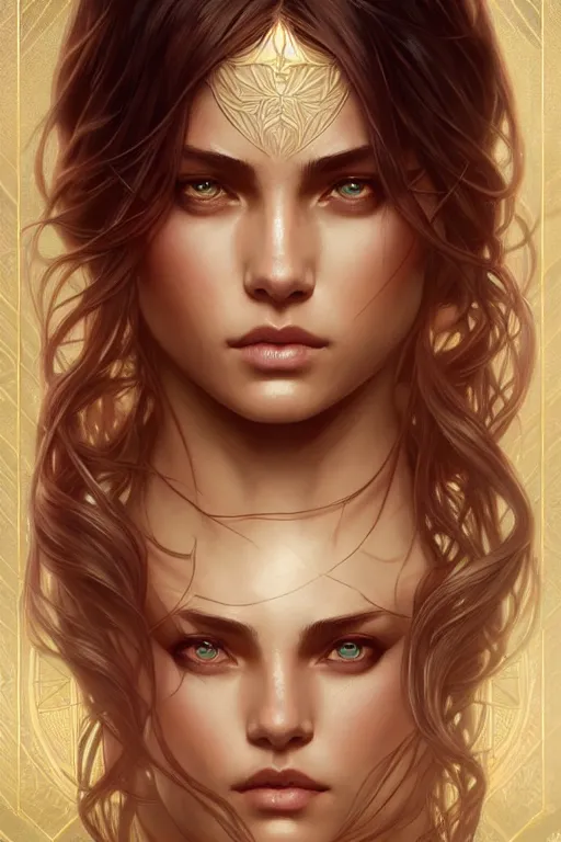 Image similar to symmetry!! intense fanart of adriana as acotar protagonist, intricate, elegant, highly detailed, my rendition, digital painting, artstation, concept art, smooth, sharp focus, illustration, art by artgerm and greg rutkowski and alphonse mucha