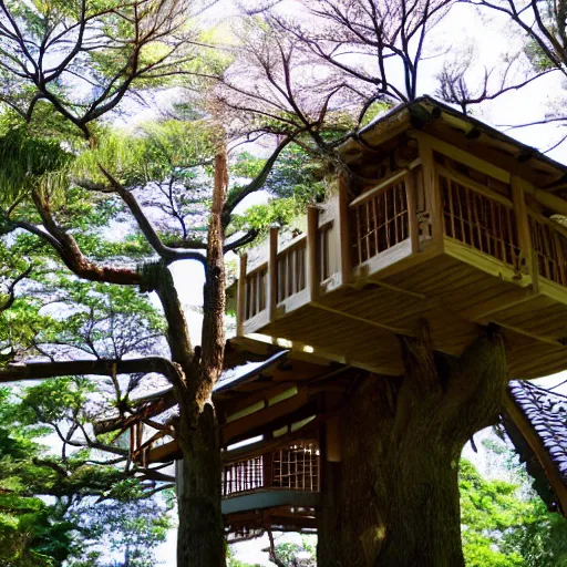 Prompt: a japanese tree house