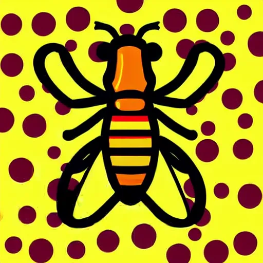Prompt: a bee who is a scientist in a lab coat, yellow black red and white, colored pencils, low poly render, vector art, flat colors, by eric carle, icon