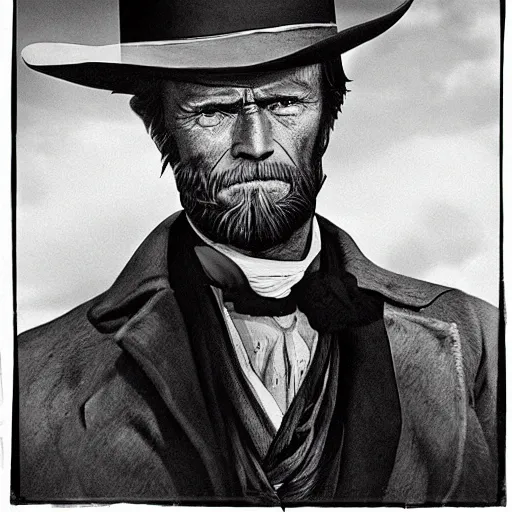 Prompt: an 1 8 0 0 s photo of donald tusk, squinting at high noon, style of a clint eastwood movie, the good, the bad and the ugly, vibe, glory days, justice, american flag, independence, patriotism, black and white, artgerm