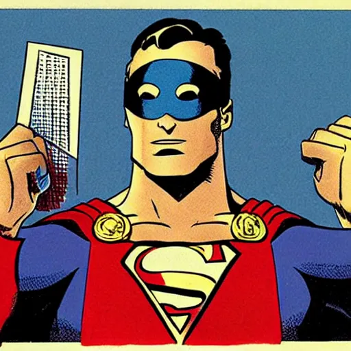 Image similar to soviet russian superman with an eyepatch, close up, by will eisner