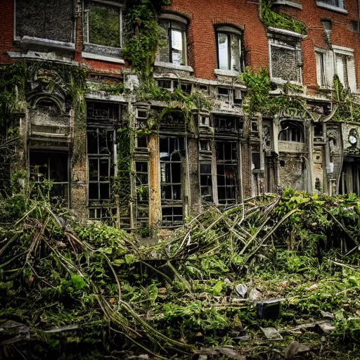 Prompt: photo of an overgrown london in ruins