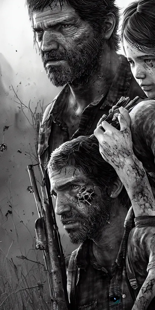 Image similar to the last of us zombie, hyperrealistic, flowers bursting, black and white, cordyceps, striking, hyperrealistic, highly detailed, soft focus, sharp, 8k,