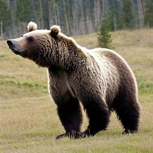 Image similar to grizzly bear with a mounted minigun