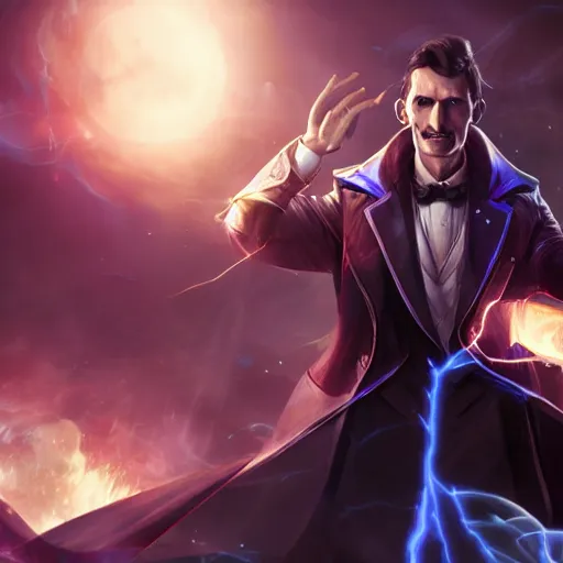 Image similar to Nikola Tesla in the Arcane, riot, league of legends, studio shot, movie, netflix, full hd