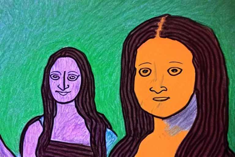 Image similar to Kids crayon drawing of the monalisa