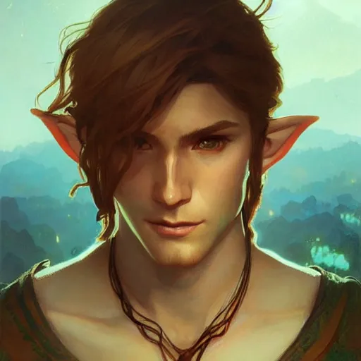 Prompt: Stunning portrait of Link from the Legend of the Zelda. Art by Greg Rutkowski and Alphonse Mucha