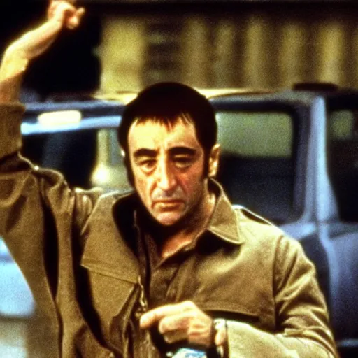 Prompt: Robert DeNiro as taxi driver violent scene