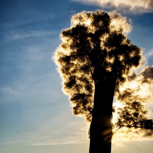 Prompt: stunning photo of a cloud shaped like a monkey, beautiful ambient light, golden hour, 85mm f1.8