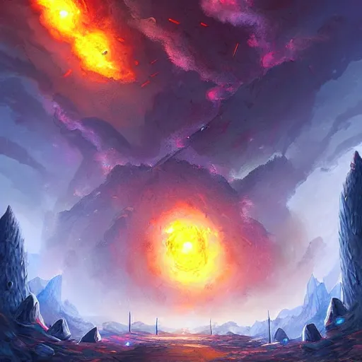 Image similar to rain of burning asteroids, hearthstone art style, epic fantasy style art, fantasy epic digital art, epic fantasy card game art