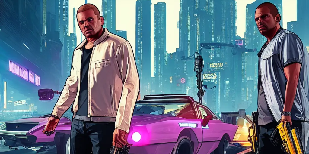 Image similar to grand theft auto GTA V cyberpunk blade runner 2049