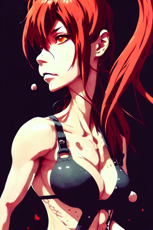 Image similar to a ultradetailed beautiful panting of revy from black lagoon, by conrad roset, greg rutkowski and makoto shinkai, trending on artstation