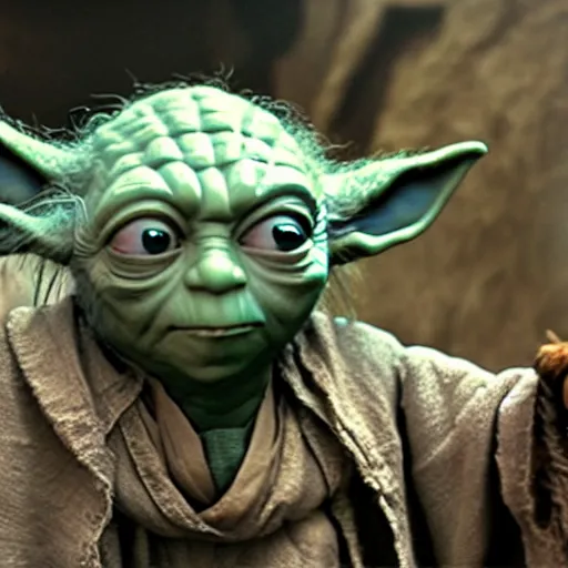 Prompt: film still of yoda in pirates of the caribbean movie 4 k