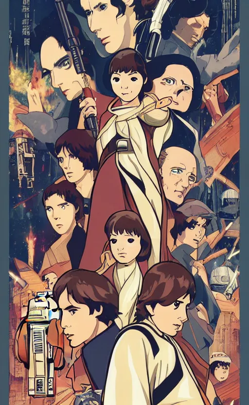 Image similar to Star Wars Poster, anime, style of Satoshi Kon,