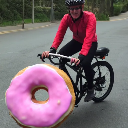 Prompt: donut on bike