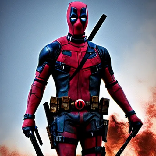 Image similar to deadpool in the walking dead 4 k detailed super realistic
