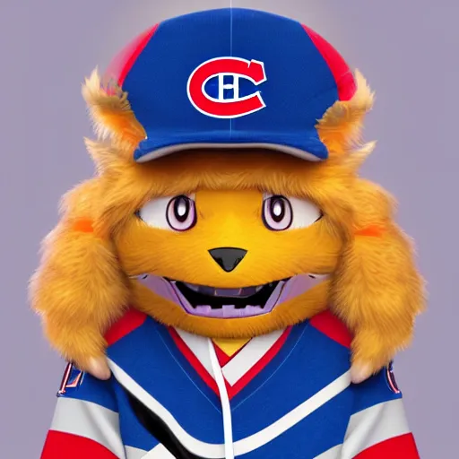 Image similar to anime Portrait of Youppi the Habs Montreal Canadiens Mascot as a very cute powerful and friendly pokemon, highly detailed anime, high evolution, 1990s, legendary, smooth, sharp focus, dynamic lighting, intricate, trending on ArtStation, illustration pokemon, art by WLOP