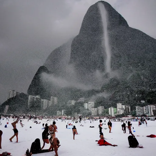 Prompt: photograph of a snow day in rio de janeiro