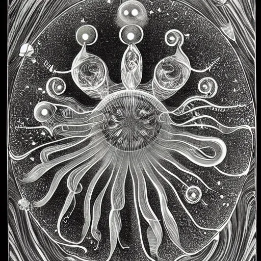 Image similar to space jellyfish by ernst haeckel