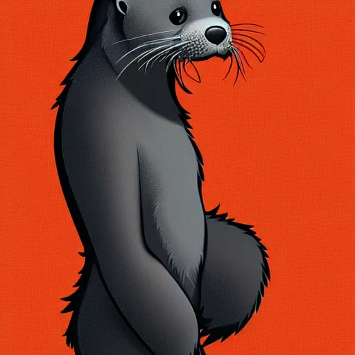 Image similar to stylized digital art expressive furry art painting by blotch and rukis of an anthro otter full body