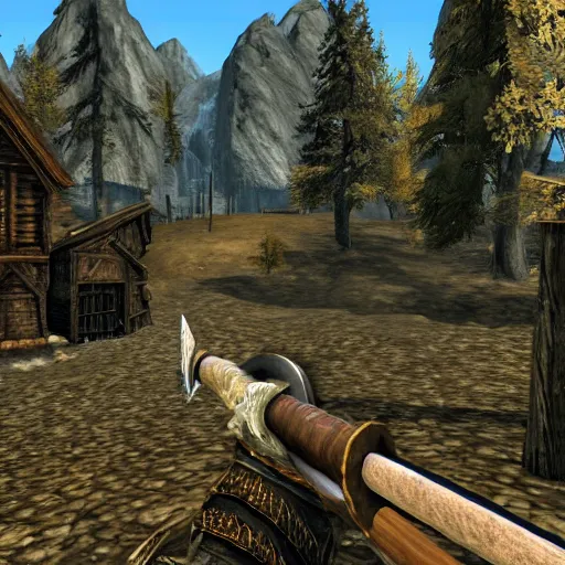 Prompt: a screenshot of Skyrim on the N64