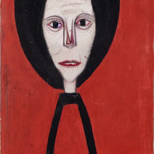 Image similar to a portrait of a woman with a face cover in dark bleeding eyes