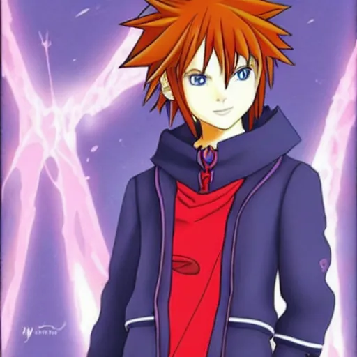 Image similar to sora from kingdom hearts as a character of neon genesis evangelion, hideaki anno