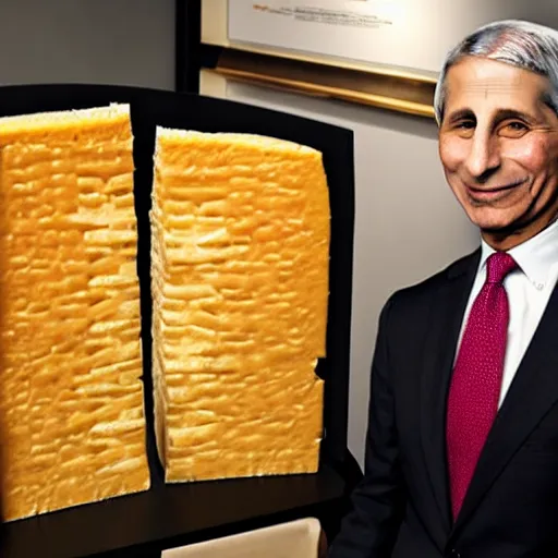 Image similar to uhd anthony fauci made entirely of cheeses