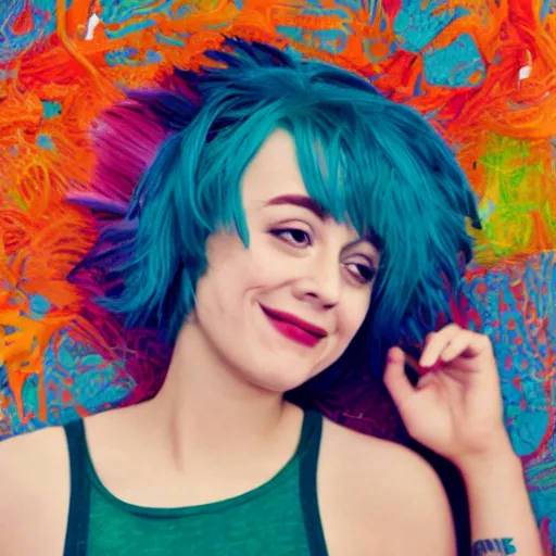 Image similar to manic pixie dream girl