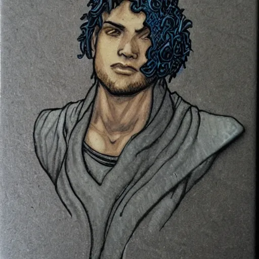 Image similar to jace balaren the wallet sculpter. portrait by rebecca guay