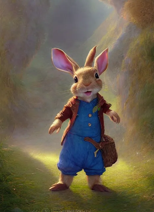 Prompt: peter rabbit in final fantasy vii, digital art by eugene de blaas and ross tran, vibrant color scheme, highly detailed, in the style of romanticism, cinematic, artstation, greg rutkowski