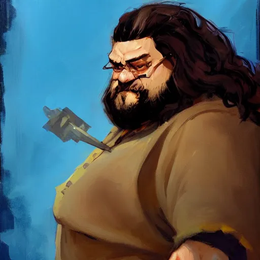 Image similar to greg manchess portrait painting of rubeus hagrid as overwatch character, medium shot, asymmetrical, profile picture, organic painting, sunny day, matte painting, bold shapes, hard edges, street art, trending on artstation, by huang guangjian and gil elvgren and sachin teng