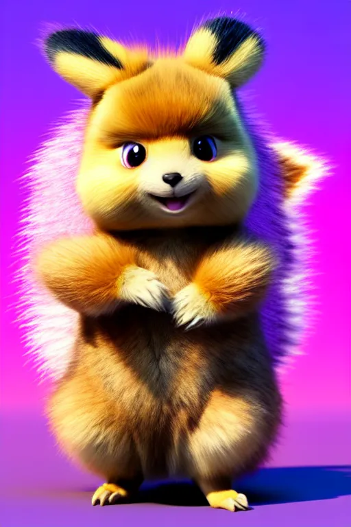 Image similar to high quality 3 d render hyperrealist very cute multicolor stripped fluffy! quokka phoenix hybrid with wings!!!, highly detailed, vray smooth, in the style of detective pikachu, hannah yata charlie immer, dramatic blue light, low angle, uhd 8 k, sharp focus