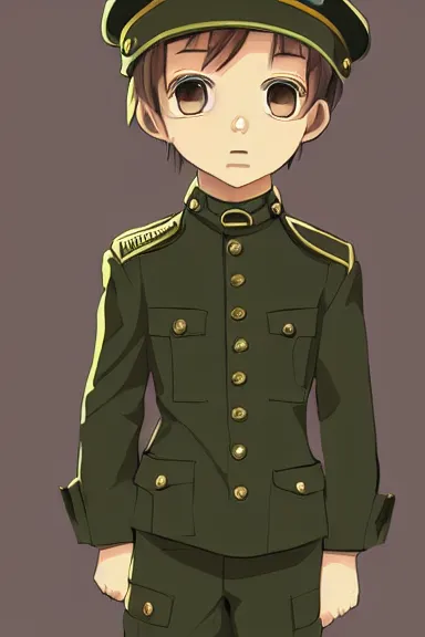 Prompt: beautiful little boy in nazi male uniform. made in abyss art style, sharps focus, pose, cute detailed artwork, anatomically correct, ilya kuvshinov, reflection, perfect composition, mobile wallpaper, digital art, detailed anime soft face, symmetrical face, western anime, illustration, realistic, smooth, nazi chic, lois van baarle, soft details